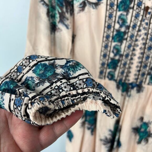 Soieblu Pink Long Sleeve Dress With Blue/Green Floral Pattern - Picture 4 of 8